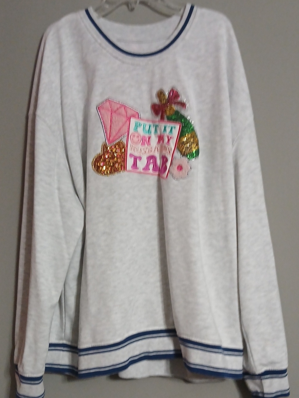 Simply Southern Light Gray Sequin Graphic Sweatshirt with Pink and Gold Accents